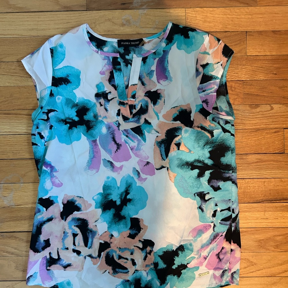 Ivanka Trump Floral Print Top Multicolor